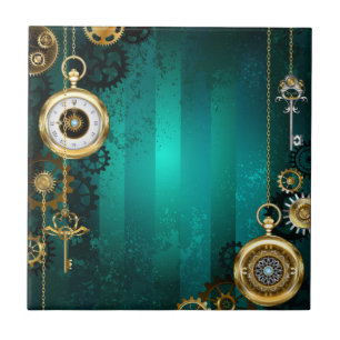 Carreau Veille bijoux Steampunk sur un Arrière - plan vert