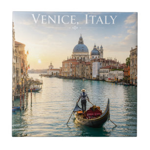 Carreau Venise Italie Grand Canal Gondole Coucher de solei