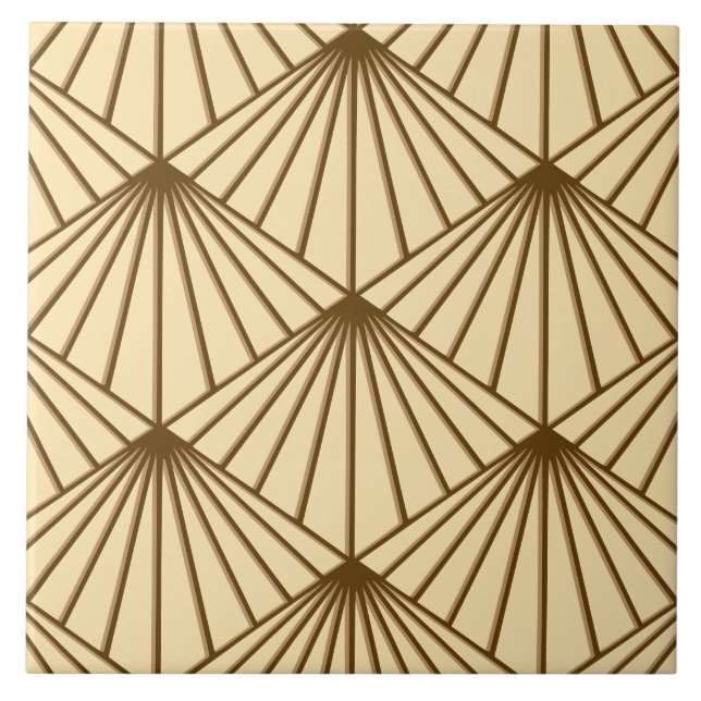 Carreau Ventilateur Motif de crème et d'art déco Brown (Devant)