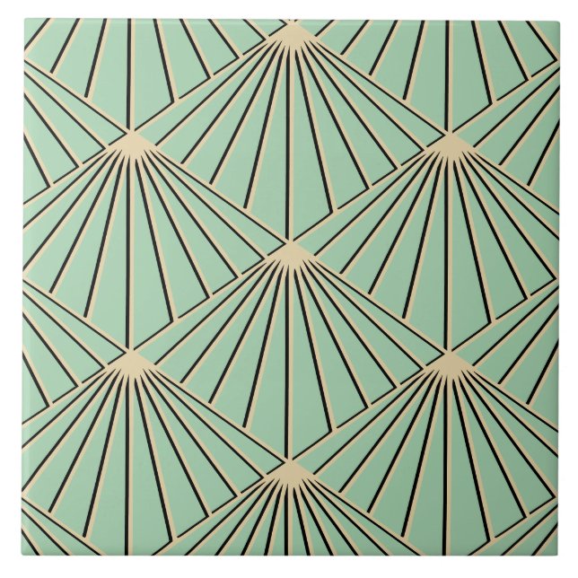 Carreau Ventilateur Motif Retro Mint Green Art Déco (Devant)