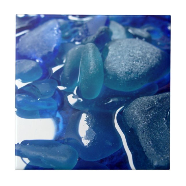 Carreau Verre bleu de mer de bord de la mer (Devant)