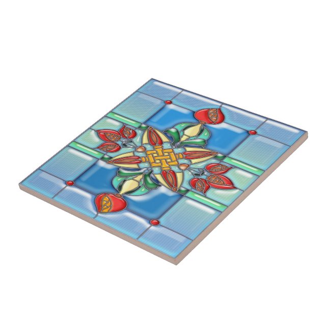 Carreau Verre souillé de carrés de grenade (Côté)