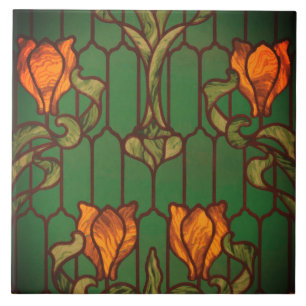 Carreau Verre tendu look floral Art nouveau fleurs