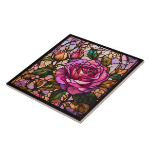 Carreau Verre Trait Roses Collection tendance Élégante