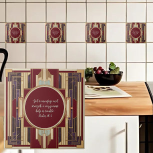 Carreau Verset de la Bible personnalisable Art Déco