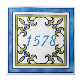 Carreau Vert bleu et olive petit numéro de maison