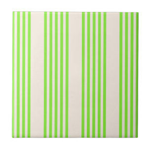 Carreau Vert citron vert et beige cinq rayures motif