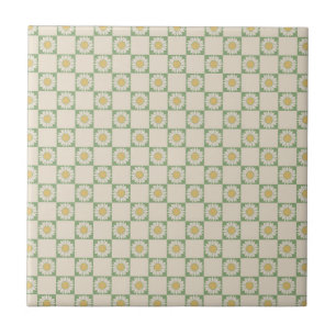 Carreau Vert esthétique À damiers tournesol Motif Y2K