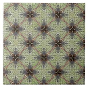 Carreau Vert, gris, bronze Vintage Motif de fleurs