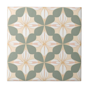 Carreau Vert, jaune, blanc et rose