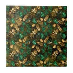 Carreau Vert Jaune de la Jungle Feuilles de Palmier Tropic