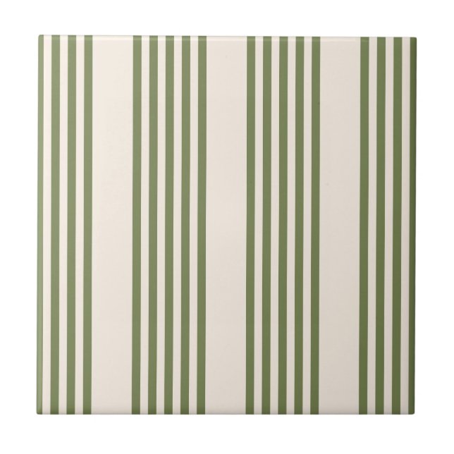 Carreau Vert olive et beige cinq rayures motif (Devant)