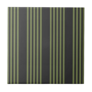 Carreau Vert olive et charbon de bois cinq bandes motif