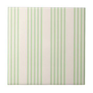 Carreau Vert pâle et beige cinq rayures motif