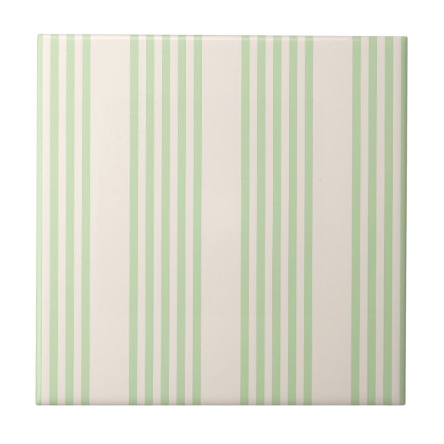 Carreau Vert pâle et beige cinq rayures motif (Devant)