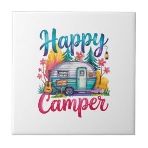 Carreau Vêtements de camping drôle Happy Camper remorque R