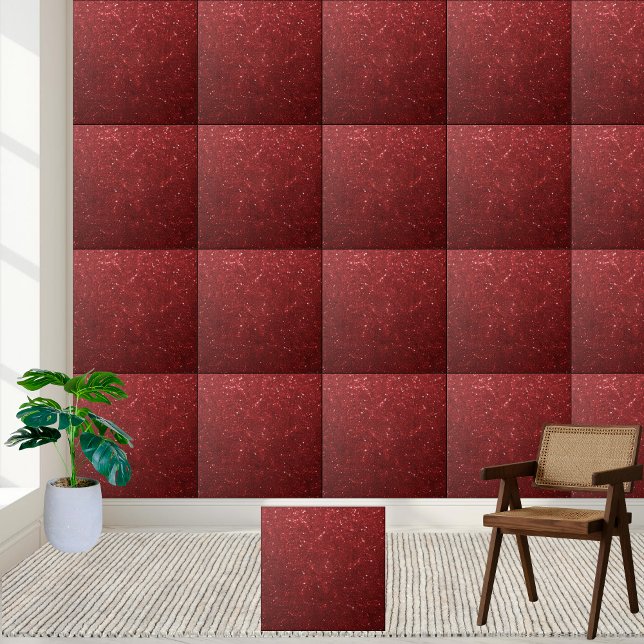 Carreau Vibrant Chic Red Sparkling Parties scintillant Car (Vibrant Chic Red Sparkling Glitter Ceramic Tile)