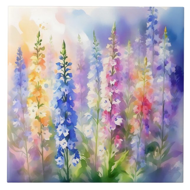 Carreau Vibrant impressionniste de Delphinium (Devant)