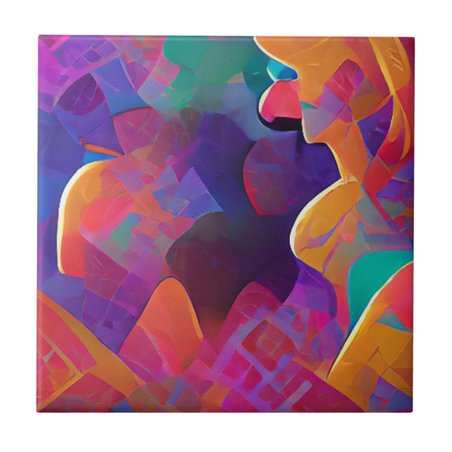 Carreau Vibrant multicolore belle fuchsia jaune violet (Devant)