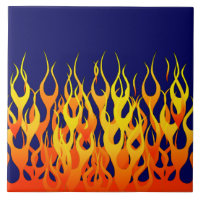 Vibrant Racing Flames on Navy Blue