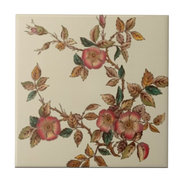 Carreau Victorian Wild Rose Transware Repro Art (Devant)