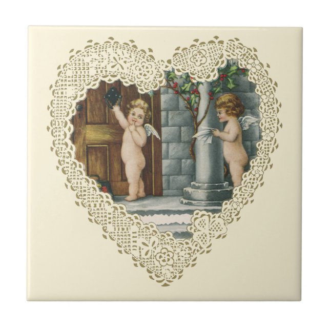 Carreau Victorienne Saint-Valentin, Anges Vintages avec le (Devant)