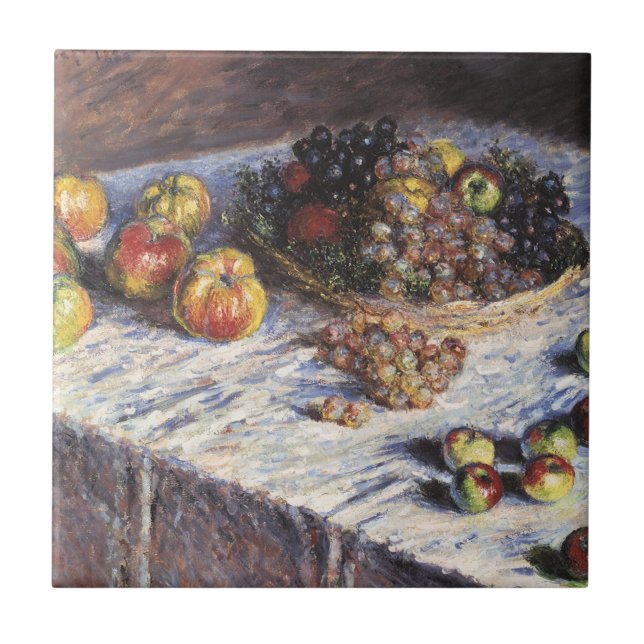 Carreau Vie morte avec pommes et raisins par Claude Monet (Devant)