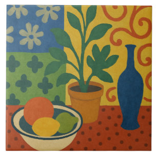 Carreau Vie morte moderniste avec peinture sur fruits