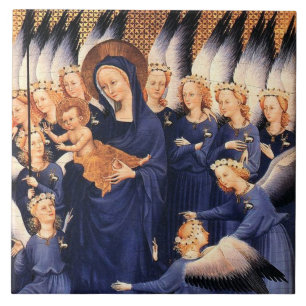Carreau VIERGE AVEC ENFANT ET ANGES DIPtyque médiéval