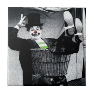 Carreau Vieux clown noir et blanc photo d'un clown toqué