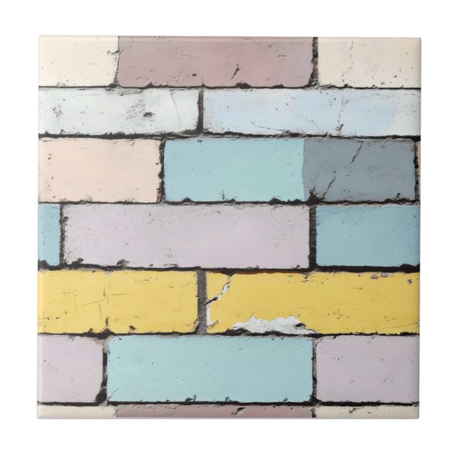 Carreau Vieux Motif de briques Pastel (Devant)