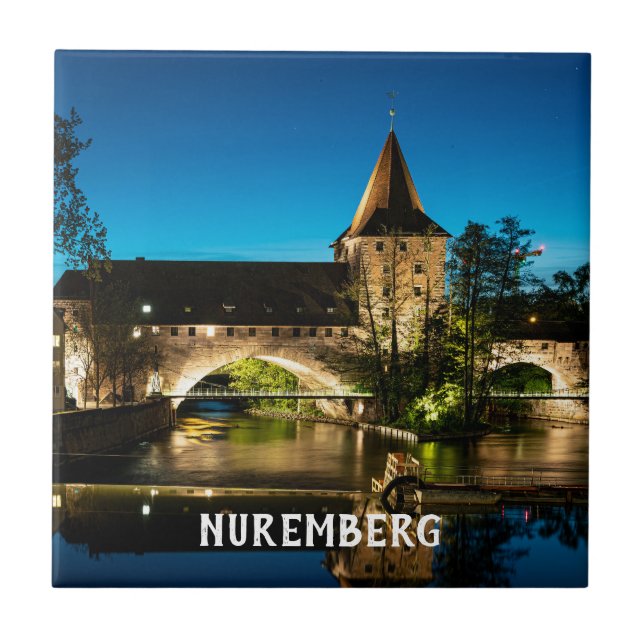 Carreau Vieux pont médiéval la nuit à Nuremberg (Devant)