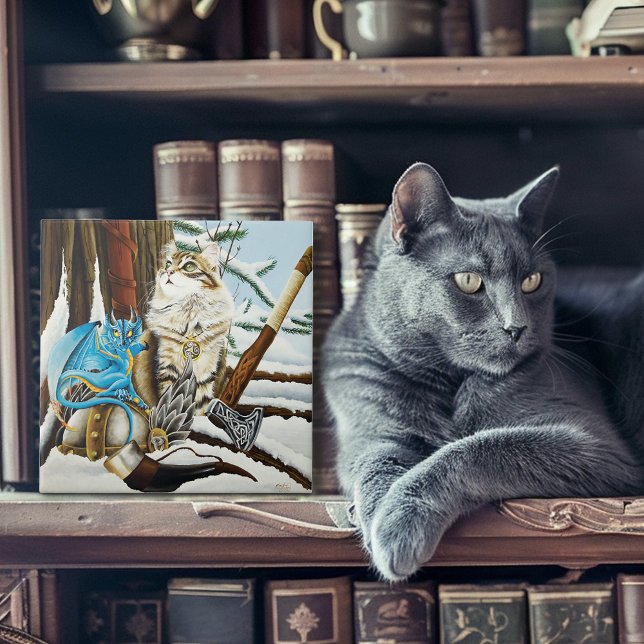 Carreau Viking Cat Blue Dragon (Créateur téléchargé)