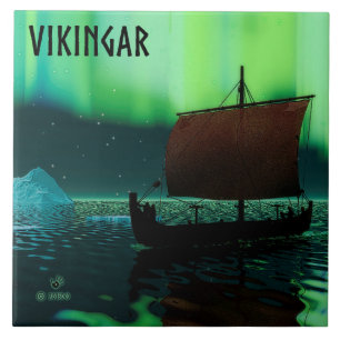 Carreau Viking Navire Et Lumières Du Nord