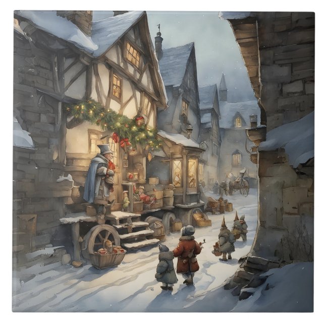 Carreau Village de Noël vintage Retro (Devant)
