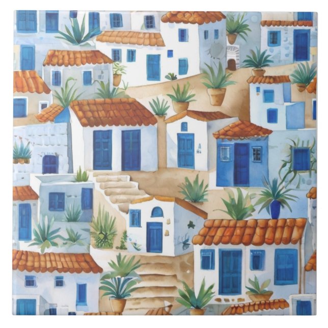 Carreau Village Grec, Grèce Voyage Souvenir (Devant)