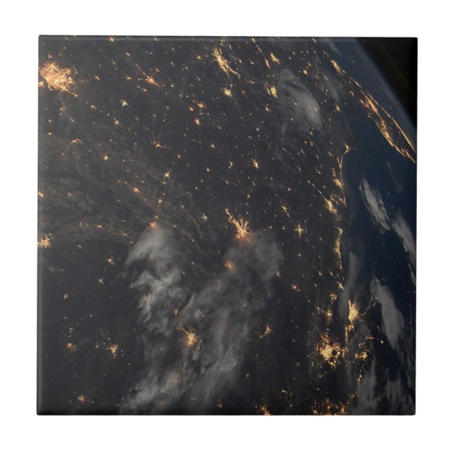Carreau Ville Lumière La Nuit Sur La Planète Terre (Devant)