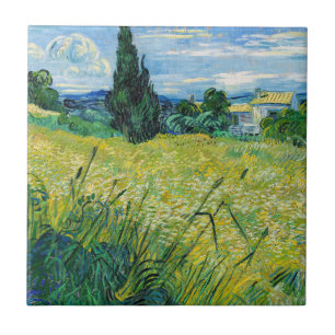 Carreau Vincent van Gogh - Champ de blé vert avec Cypress