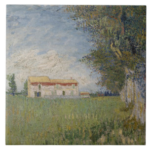 Carreau Vincent van Gogh - Ferme dans un champ de blé
