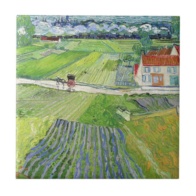 Carreau Vincent van Gogh - Paysage avec transport et train (Devant)