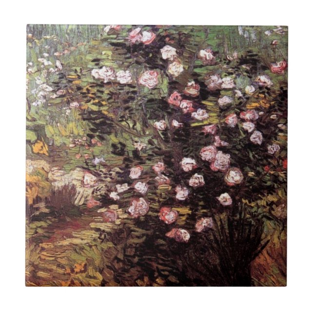 Carreau Vincent Van Gogh - Rosebush In Blossom Fine Art (Devant)