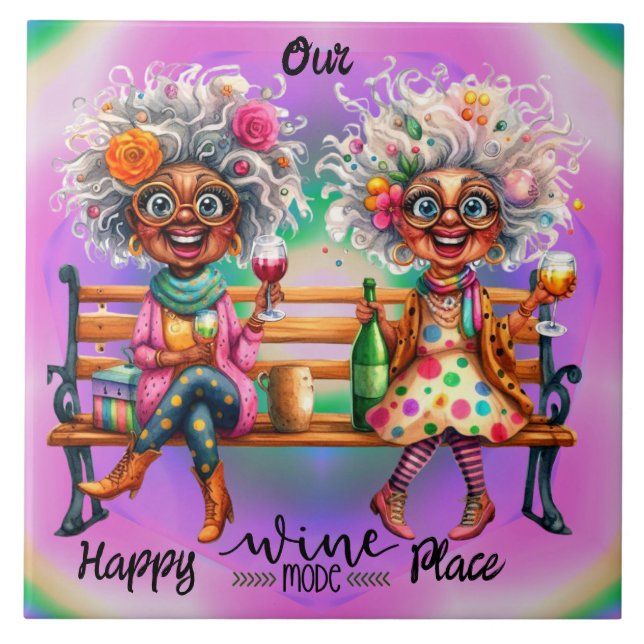 Carreau Vins Quirky Dames Happy Place Carrelage céramique (Devant)