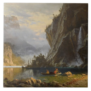 Carreau Vintage Albert Bierstadt Indiens Speed Fishing