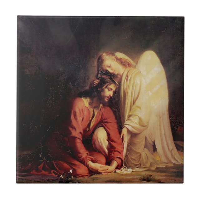 Carreau Vintage ange consolant Jésus (Devant)