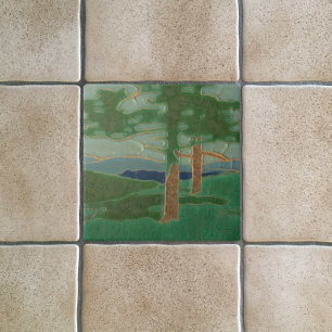 Carreau Vintage Art Nouveau Arbres Reproduction Paysage