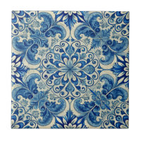 Vintage Azulejo Motif bleu portugais