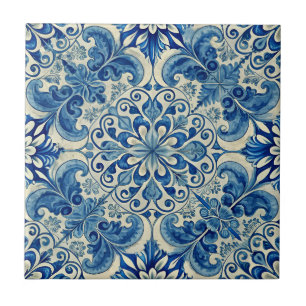 Carreau Vintage Azulejo Motif bleu portugais