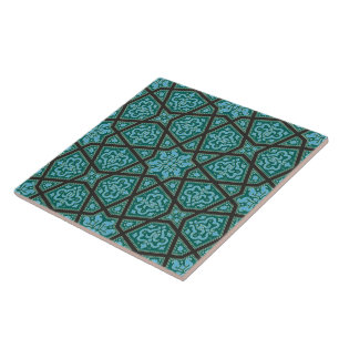 Carreau Vintage bleu gris arabe Égypte Motif géométrique