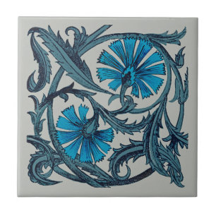 Carreau vintage blue antiflower graphic