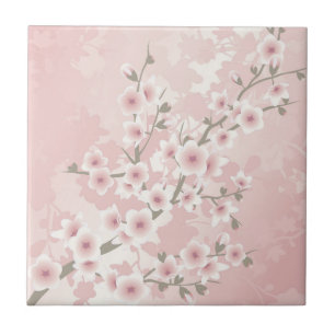 Carreau Vintage Blush Rose Cerisier Fleurit